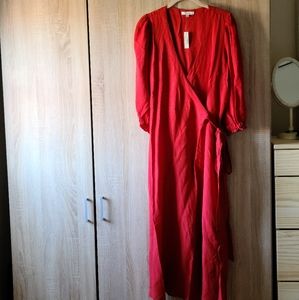 Madewell Linen Wrap Dress Sz M NWT